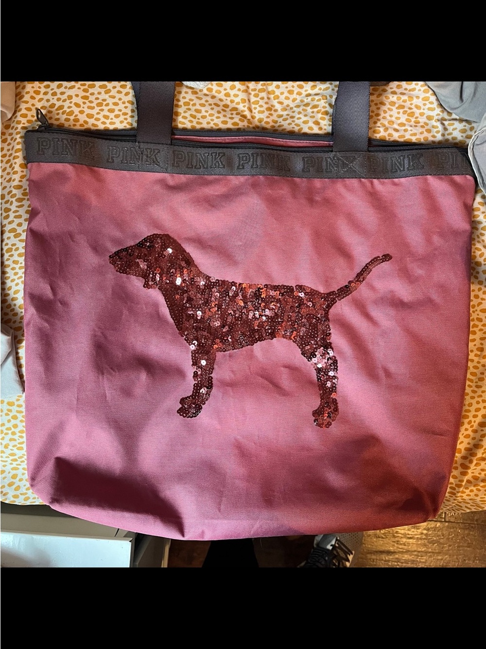 PINK Sequin Dog Tote - Rose Pink